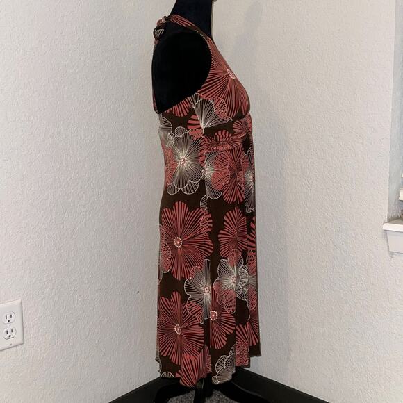 Speechless Halter Dress Women's Large Brown Pink Floral Empire Waist Y2K 2000s - Picture 2 of 7